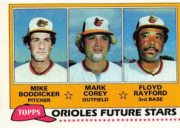 1981 Topps #399 Orioles Future Stars (Mike Boddicker / Mark Corey / Floyd Rayford) Front