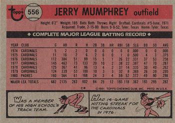 1981 Topps #556 Jerry Mumphrey Back