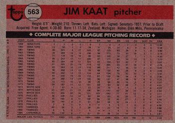 1981 Topps #563 Jim Kaat Back