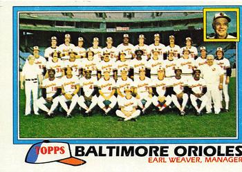 1981 Topps #661 Baltimore Orioles / Earl Weaver Front