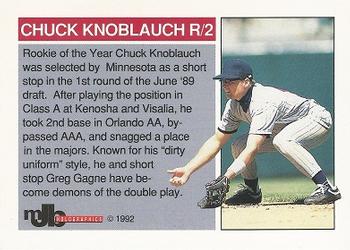 1992 MJB Holographics Holoprisms Chuck Knoblauch #R/2 Chuck Knoblauch Back