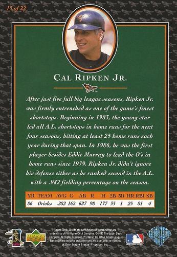 1996 Upper Deck Cal Ripken Collection 3x5 #15 Cal Ripken Jr. Back