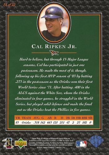 1996 Upper Deck Cal Ripken Collection 3x5 #18 Cal Ripken Jr. Back