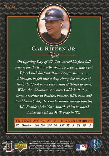 1996 Upper Deck Cal Ripken Collection 3x5 #19 Cal Ripken Jr. Back