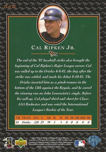 1996 Upper Deck Cal Ripken Collection 3x5 #21 Cal Ripken Jr. Back