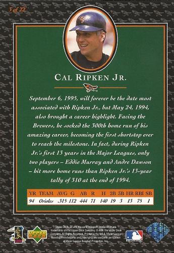1996 Upper Deck Cal Ripken Collection 3x5 #3 Cal Ripken Jr. Back