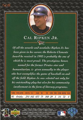 1996 Upper Deck Cal Ripken Collection 3x5 #7 Cal Ripken Jr. Back