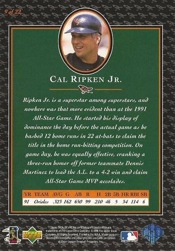 1996 Upper Deck Cal Ripken Collection 3x5 #9 Cal Ripken Jr. Back