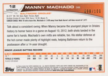 2013 Topps Chrome - Black Refractors #12 Manny Machado Back