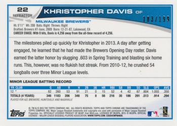 2013 Topps Chrome - Blue Refractors #22 Khristopher Davis Back