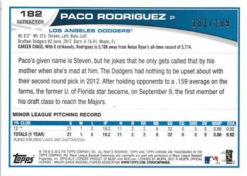 2013 Topps Chrome - Blue Refractors #182 Paco Rodriguez Back
