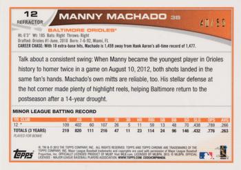 2013 Topps Chrome - Gold Refractors #12 Manny Machado Back