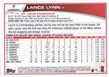 2013 Topps Chrome - Refractors #7 Lance Lynn Back