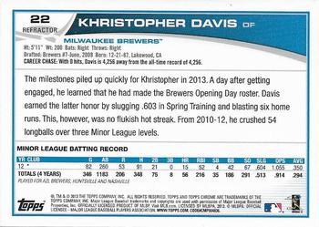 2013 Topps Chrome - Refractors #22 Khristopher Davis Back