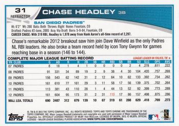 2013 Topps Chrome - Refractors #31 Chase Headley Back
