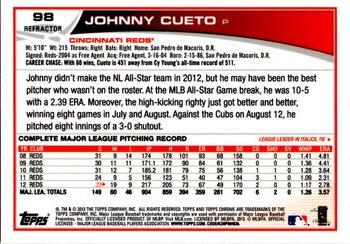 2013 Topps Chrome - Refractors #98 Johnny Cueto Back