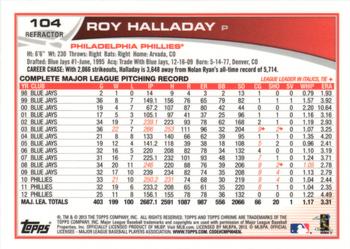 2013 Topps Chrome - Refractors #104 Roy Halladay Back