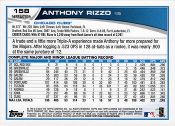 2013 Topps Chrome - Refractors #158 Anthony Rizzo Back