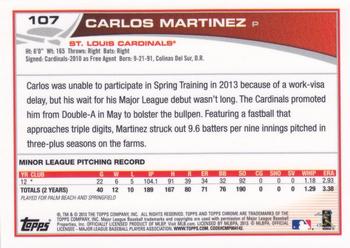2013 Topps Chrome - Rookie Autographs #107 Carlos Martinez Back