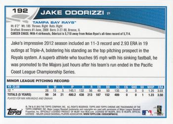 2013 Topps Chrome - Rookie Autographs #192 Jake Odorizzi Back