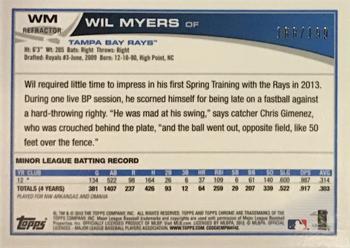 2013 Topps Chrome - Rookie Autographs Blue Refractors #WM Wil Myers Back