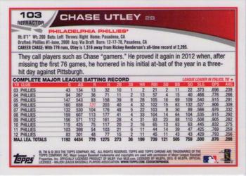 2013 Topps Chrome - X-Fractors #103 Chase Utley Back
