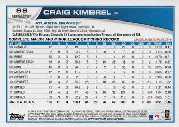 2013 Topps Chrome - X-Fractors #99 Craig Kimbrel Back