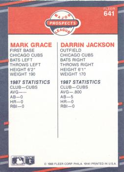 1988 Fleer - Glossy #641 Mark Grace / Darrin Jackson Back