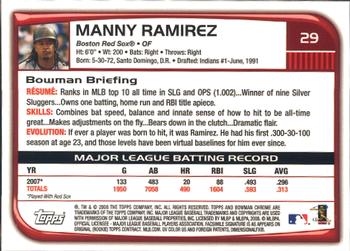 2008 Bowman Chrome #29 Manny Ramirez Back