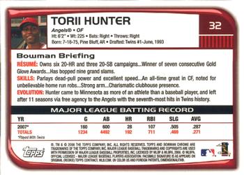 2008 Bowman Chrome #32 Torii Hunter Back