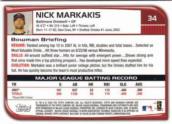 2008 Bowman Chrome #34 Nick Markakis Back