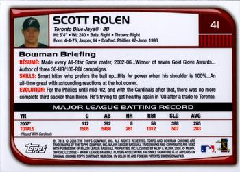 2008 Bowman Chrome #41 Scott Rolen Back