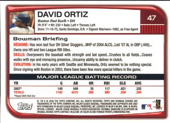 2008 Bowman Chrome #47 David Ortiz Back