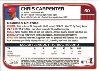 2008 Bowman Chrome #60 Chris Carpenter Back