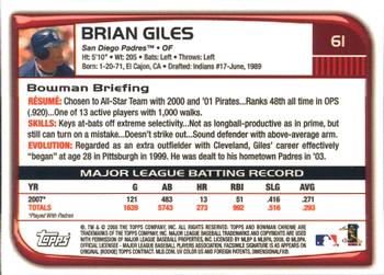 2008 Bowman Chrome #61 Brian Giles Back