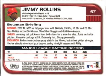 2008 Bowman Chrome #67 Jimmy Rollins Back