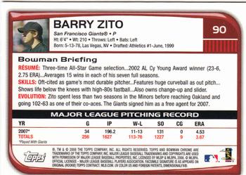 2008 Bowman Chrome #90 Barry Zito Back