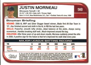 2008 Bowman Chrome #98 Justin Morneau Back