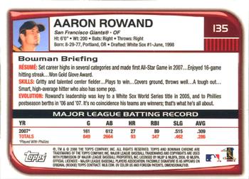 2008 Bowman Chrome #135 Aaron Rowand Back