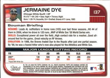 2008 Bowman Chrome #137 Jermaine Dye Back