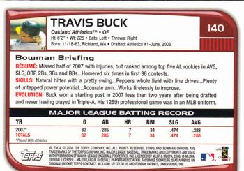 2008 Bowman Chrome #140 Travis Buck Back