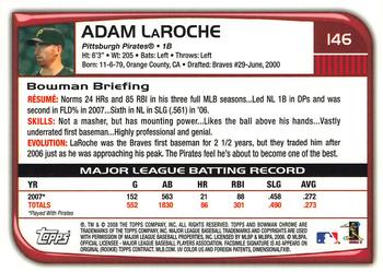 2008 Bowman Chrome #146 Adam LaRoche Back