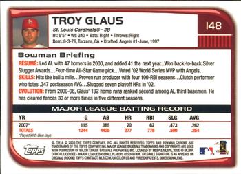 2008 Bowman Chrome #148 Troy Glaus Back