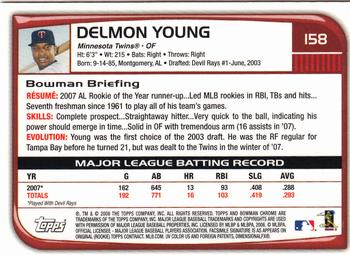 2008 Bowman Chrome #158 Delmon Young Back