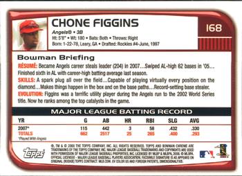2008 Bowman Chrome #168 Chone Figgins Back