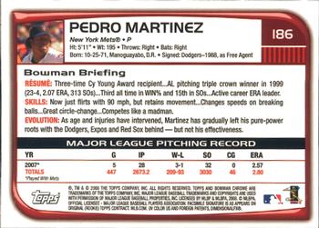 2008 Bowman Chrome #186 Pedro Martinez Back