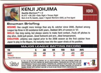 2008 Bowman Chrome #188 Kenji Johjima Back