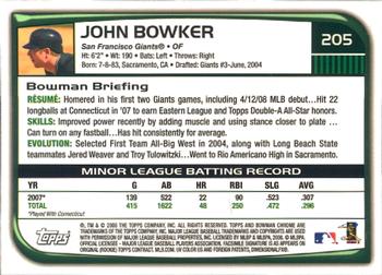 2008 Bowman Chrome #205 John Bowker Back