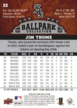 2008 Upper Deck Ballpark Collection #22 Jim Thome Back
