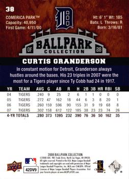 2008 Upper Deck Ballpark Collection #38 Curtis Granderson Back